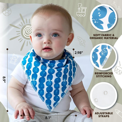 12 Pack Baby Bandana Bibs - Organic Drool Bibs for Boys and Girls, Soft and Stylish for Teething and Drooling