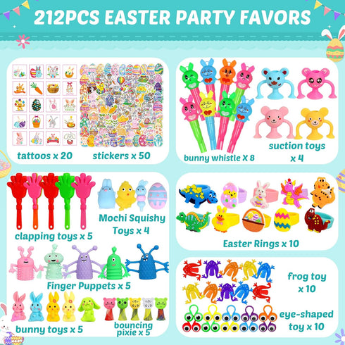 212 Pack U-Zomir Easter Egg Fillers for Kids, Easter Basket Stuffers Easter Egg Stuffers for Kids Boys Girls, Small