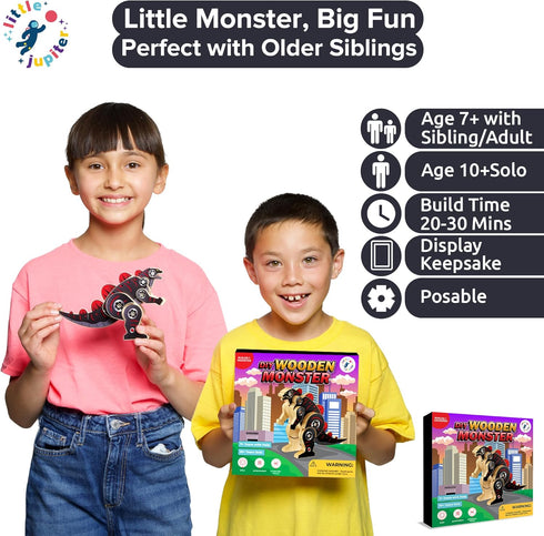 7-12 1) Little Jupiter DIY Wooden Kit with Stickers - Japanese Monster for Yrs - Woodworking Kits - Wood Crafts