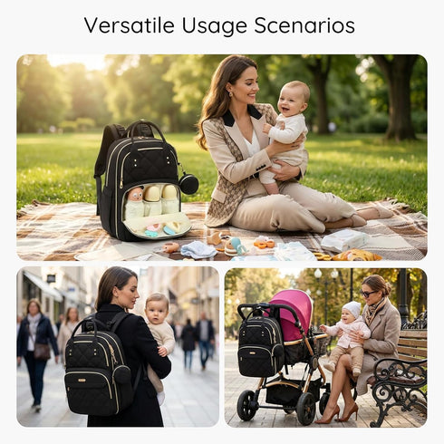 ViveVoy Backpack, Diaper Bag Travel Essential Baby Bag, Multi-Functional Waterproof Quilted Diaper Bag, Baby Essential