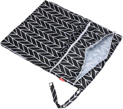 Damero 3pcs Travel Wet and Dry Bag with Handle for Cloth Diaper, Pumping Parts, Clothes, Swimsuit, Black Arrows