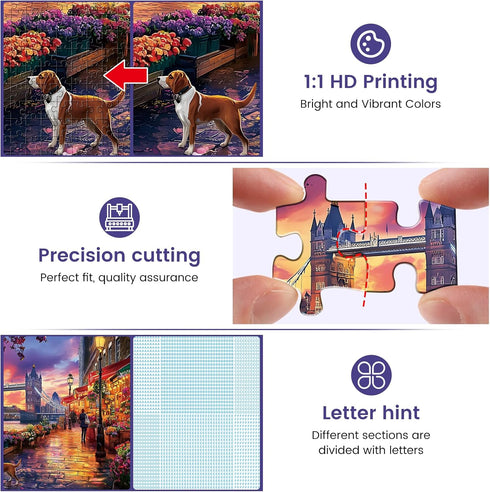 1000 1000 28*20 Piece Puzzle for Adults, Tower Bridge of London Puzzles, Street Scenes Jigsaw Puzzles Pieces, Fun