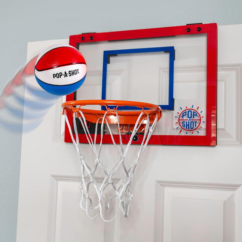 Pop-A-Shot Super Slam Mini Basketball Hoop for Kids and Adults | 2 Basketballs and Pump | Breakaway Rim