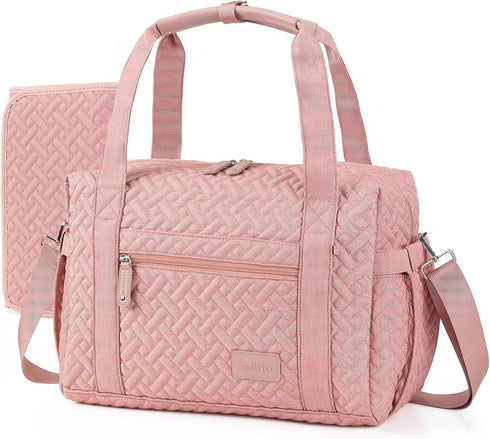 JOLLITO Diaper Bag Tote, Large Capacity Travel Diaper Bags With Changing Pad,