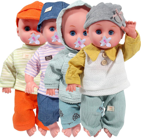 Baby Dolls Clothes for 12-16 Inch Dolls, 4 Sets Doll Outfit Accessories for 15 Inch Doll Boy