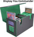 AFIING MTG Commander Card Storage Box - Fits 200 Double Sleeved Cards, Black/Green with 4 Dividers & 2 Toploaders