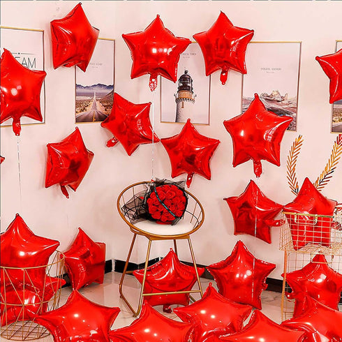 KALOR 18 Inch Red Star Mylar Balloons, 10 Pcs Star Shape Foil Balloons for Wedding, Baby Shower, Birthday Party