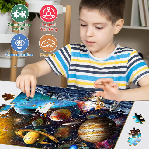8-10 200 6-8, Puzzles for Kids Ages Year Old - Solar System Planets, Pieces Spacewalk Jigsaw Puzzles for Kids Ages