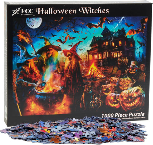 Halloween Witches Jigsaw Puzzle, 1000 Piece by Vermont Christmas Company, Randomly Shaped Pieces, 26 5/8" x 19 1/4"