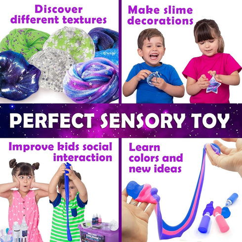 812, Set Original Stationery Galaxy Slime Kit for Kids Ages DIY Space Slime with Glow-in-The-Dark Stickers & Galactic