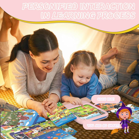 Kids Educational Learning Tablet Toy - Interactive Toy for Learning Alphabets, Colors, Numbers, Foods, Jurassic Park,