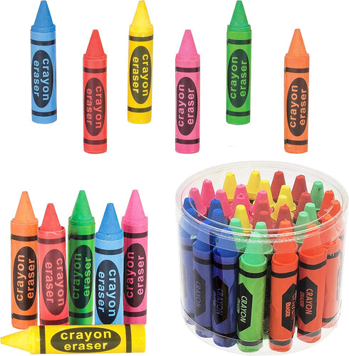 Lot of 36 Assorted Color Crayon Shaped Erasers