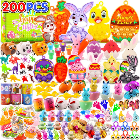 KissFree 200PCS Easter Egg Fillers, Easter Basket Stuffers for Kids - Assorted