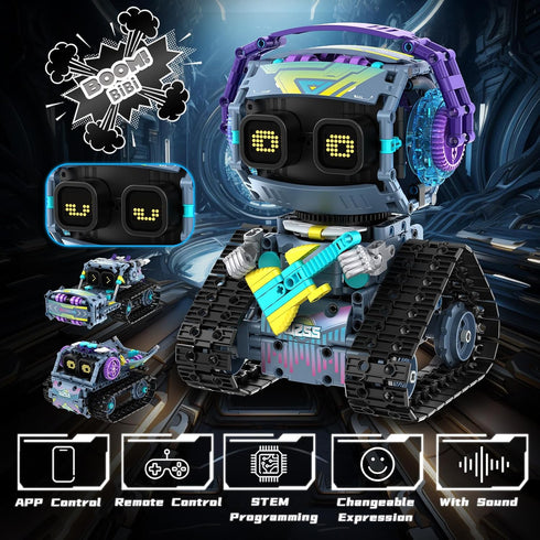 EXCOUP 3 in1 Set 6 7 8 9 10 11 12+ (433 STEM Robot Building Kit, Remote & App-Controlled Robotic Toys, Robot Building