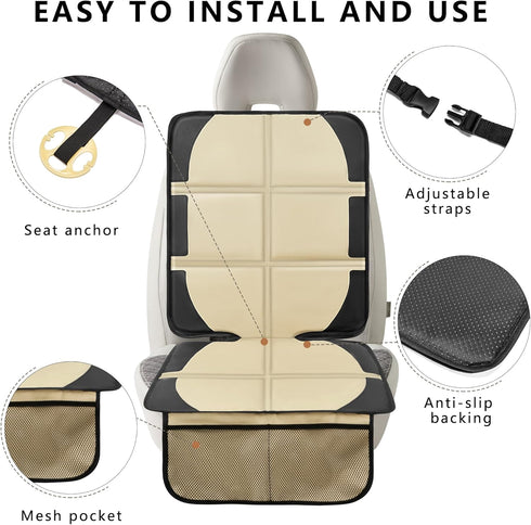 NEWFOM 2 Pack 600D Car Seat Protector for Child Car Seat, Baby Car Seat Covers with Mesh Pockets & Non-Slip Backing