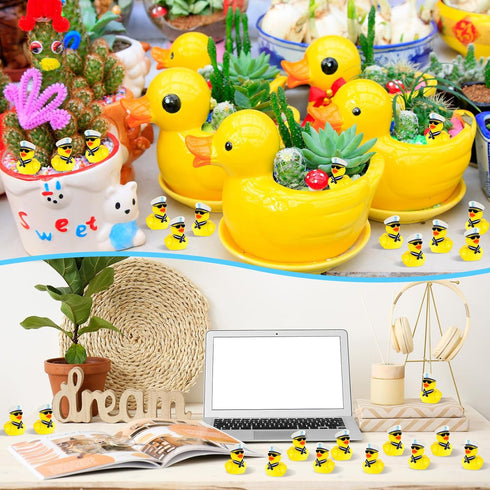 RoundFunny 150 Pcs Mini Cruise Resin Ducks Bulk Yellow Tiny Cruise Ship Duck Figurines Small Tiny Funny Sailing Toys