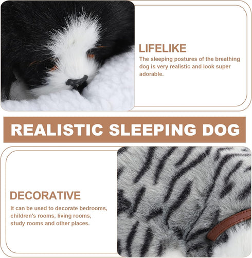 BESTOYARD 12-Inch Realistic Sleeping Dog Toy - Plush Breathing Dog Stuffed Animal with Sound, German Shepherd