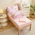 Set 4 Set Caressma Pink Toddler Bedding for Girls, Reversible Seersucker Bedding with Rabbit Pattern, Cute Heart Print