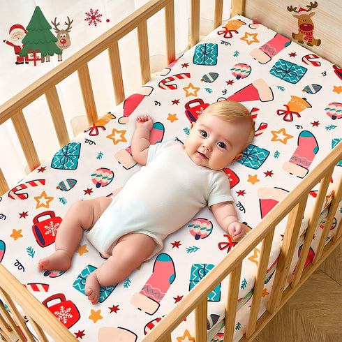 HomGoodz 52 28 Inches Christmas Crib Sheet for Baby Boys Girls x Gift Fitted Crib Sheets for Standard Crib and Toddler