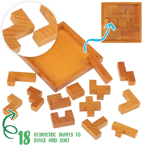 Wooden Brain Teaser Puzzles for Kids and Adults, New Level of Challenge for Mental Workout