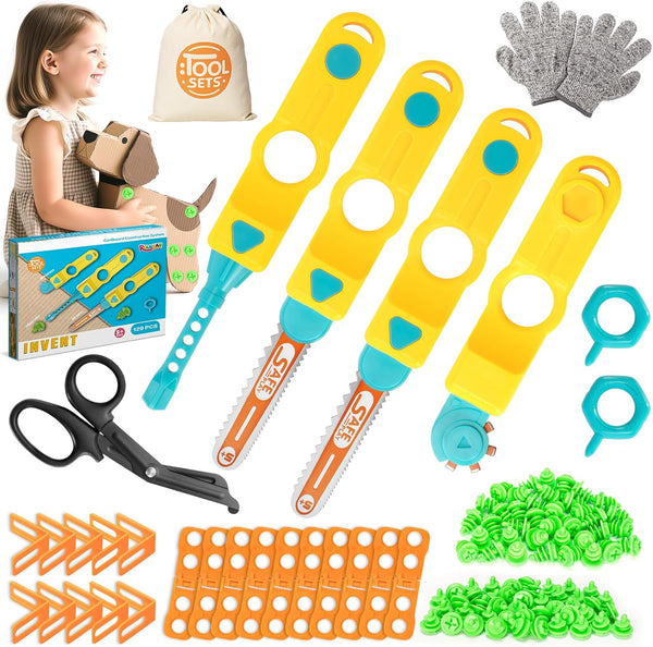 RIANEAN Cardboard Cutter Tools for Kids, Cardboard Construction Kit for Age 5 6