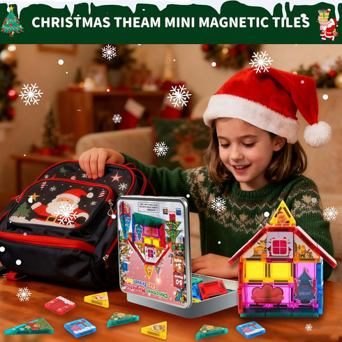 50PCS 2025 Set 4-8 3+ Enjoyjoy Mini Magnetic Tiles - Travel Magnet Tiles Portable On-The-Go Magnetic Tiles for Kids