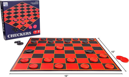 Checkers Board for Kids – Fun Checkerboard Game for Boys and Girls, Interlocking Checkers with Foldable Board