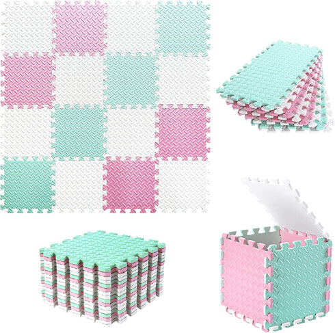 0.4 Inch 16 Foam Play Mat for Baby, Thicked Interlocking Floor Mats with Solid Colors, Squares Non-Toxic Baby Play Mat