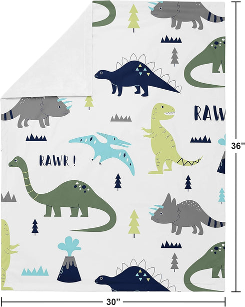 Sweet Jojo Designs Modern Dino Mod Dinosaur Baby Boy Receiving Security Swaddle Blanket for Newborn or Toddler Nursery