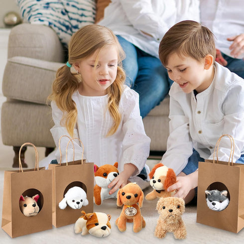 36 Pcs Mini Plush Toy Stuffed Animals Set with 10 White Fence, 12 Gift Bags, Chalkboard Signs for Birthday Party