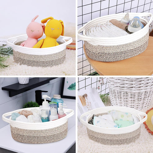 ABenkle Small Basket with Handles - Decorative Durable Rope Woven Storage Bin, Easter Baby Gift Basket