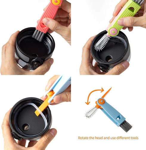 Chemimoso 3 1 Set, 3Pcs in Cup Lid Gap Cleaning Brush Multifunctional Water Baby Bottle Cleaning Tools, Home Kitchen