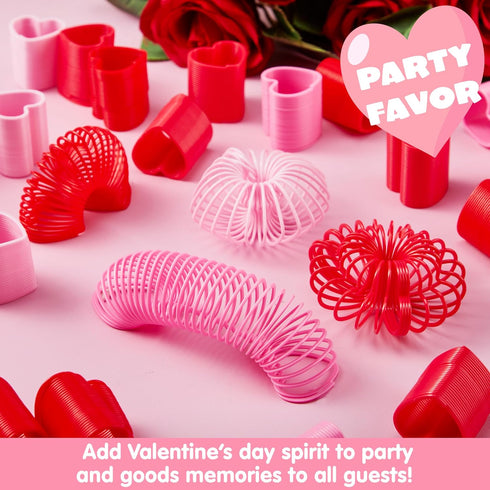 30 Packs JOYIN Valentines Day Party Favors with Mini Springs Toys, Multi-Color Heart Coil Springs Toys, Stress Relief