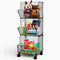3 Tier Rolling Toy Organizer Basket with Wheels, S-Hooks, Adjustable Chalkboards - Toy Storage Cart for Kids Room