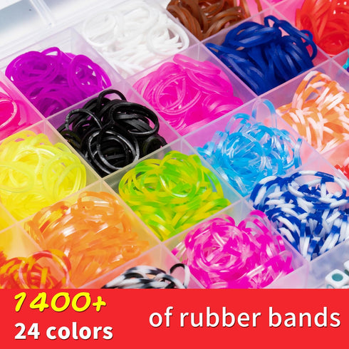 24 6+ XKDOUS Colors Rubber Band Bracelet Kit, Bracelet Making Kit for Art and Craft, Rubberband Bracelets kit for Kids