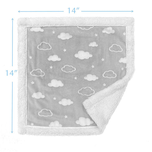 American Baby Company Heavenly Soft Chenille Sherpa Security Blanket, Gray, 14" X 14", Cozy for Boys and Girls