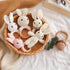 Wooden Baby Rattle, Crochet Bunny Rattle with Wood Ring, Newborn Animal Toy, Infant Pink Bunny Wood Rattle (Bunny-3)