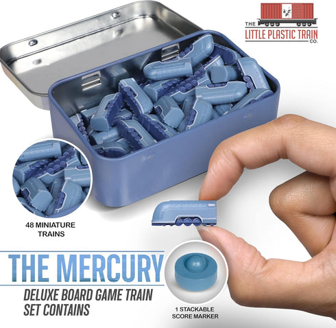 Mercury Deluxe Train Set Board Game | Miniatures for Ticket to Ride and Other Family and Adult Games (Blue)