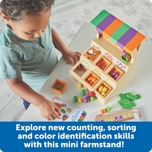 Set, Sets Learning Resources Mini Farmstand Sorting Play Food for Kids Kitchen, Grocery Store Pretend Play, Montessori