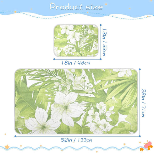 SyXIOP 28" 52" Fluorescent Green Floral Leaf Kids Cooling Baby Crib Mattress Cover x Breathable Crib Padding