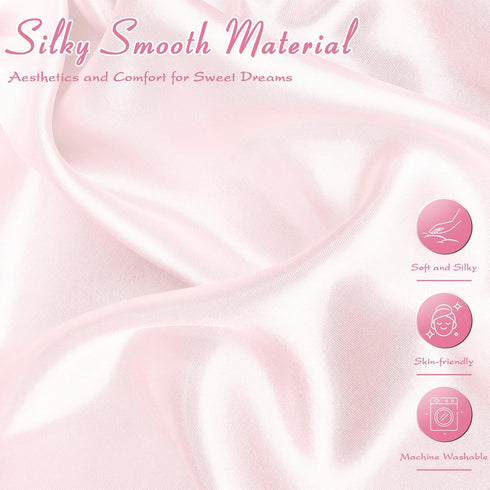 2 Pack, 28 52 8 Inch Entisn Satin Crib Sheets x x Soft Fitted Crib Mattress Sheets for Baby Girls, Baby Pink and Light