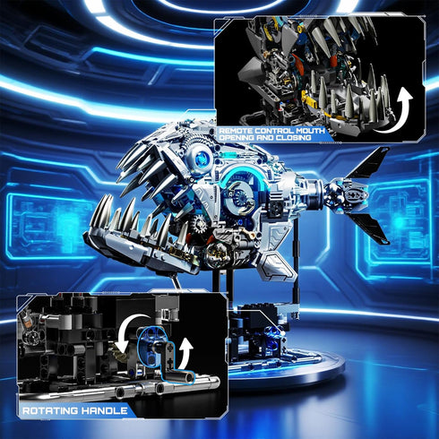 Myth Qholve Mechanical Piranha Building Block Kit Hand-Crank Gear Multi-Joint Motion Toy for Boys, Girls