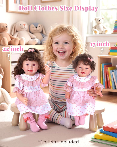 5 Set 17-22 Inch BABESIDE Pcs Reborn Baby Doll Clothes Accessories for Dolls, Reborn Doll Dress with Socks Diaper