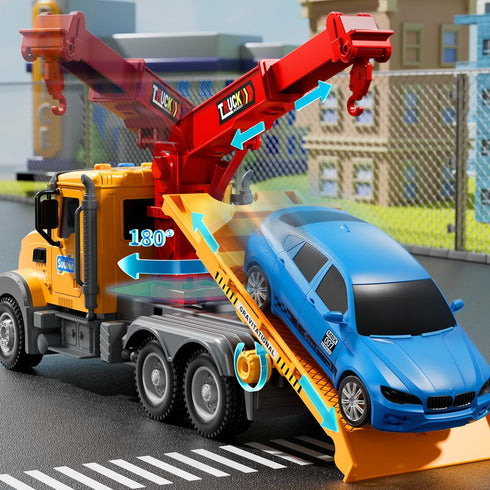 2-4 3-5 4-8,Friction JUKUDAHU Tow Trucks for Toddlers Years Old - Flatbed Truck Toy for Kids Aged Powered Transport