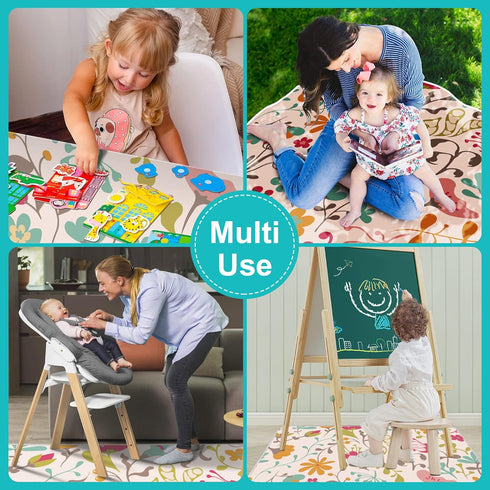 51inch 51inch) Welspo Splat Mat for Under High Chair, Washable Large Baby Splash Mat, Anti-Slip Silicone Spot