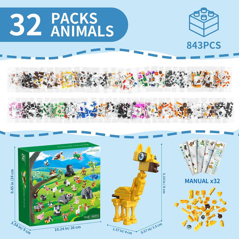 EITOLNR 32 Packs Sets 8-12 Party Favors Building Block for Kids,Mini Animal Building Toys for Classroom Prizes,Goodie