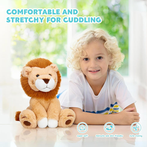 IKASA Lion Stuffed Animals Plush Toys - 10" Cute Soft Fluffy Cuddly Toy Gifts for Kids, Family, Girls, Boys