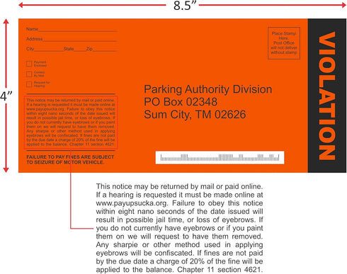 Fake Parking Tickets Prank - Qty 25 Joke Violation Parking Gag, Funny Pretend Police Traffic Citations