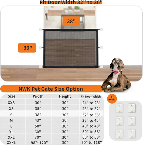 6 (38'' 30'') NWK Magic Dog Gate for Stairs Pet Gate for The House Providing a Safe Enclosure for Pets to Play