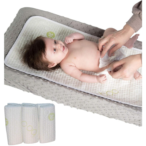 Bamboo Rayon Waterproof Rayon Changing Table Mat (3 Pack) - Reusable Diaper